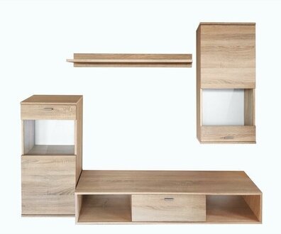 Wohnwand Modern Vitrine TV-Ständer Wohnzimmer Wand Regale Neu