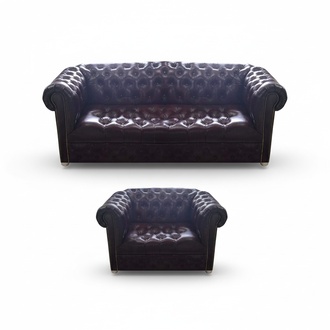 Wohnzimmer Chesterfield Braun Sofa Dreisitze Couch Luxus Sessel Neu