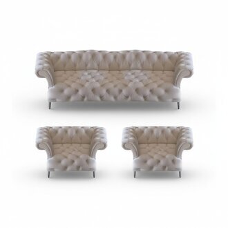 Wohnzimmer Chesterfield Weiß Set 3tlg Design Modern Polstermöbel Leder Neu