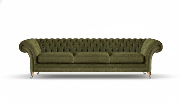 Wohnzimmer Design Sofa Couch Dreisitze Polstermöbel Grün Textil Chesterfield