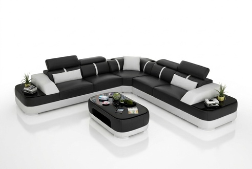 Wohnzimmer Eckcouch Design Ecksofa Möbel Moderne Lederpolster Couch