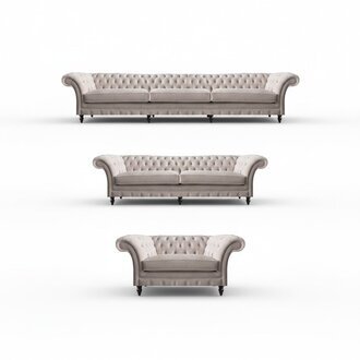 Wohnzimmer Einrichtung 2x Sofas Luxus Polstermöbel Sessel Chesterfield