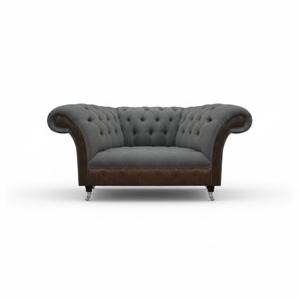 Wohnzimmer Grau-Brauner Chesterfield 2-Sitzer Textilcouchen Luxus Möbel