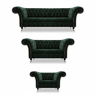 Wohnzimmer Grün Luxuriöse Textil Sofas Komplett 3tlg Chesterfield Polstermöbel