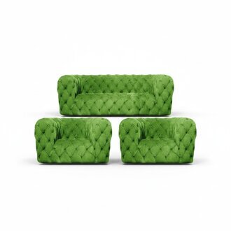 Wohnzimmer Grün Sofagarnitur Sitzmöbel 3tlg Modern Einrichtung Chesterfield
