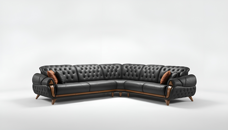 Wohnzimmer Leder Schwarz Sofa Sofas L-Form Sitz Farbe Ecksofa Couch