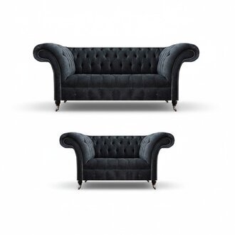 Wohnzimmer Luxuriöse Polster Möbel 2x Sofas Couch Design Grau Chesterfield