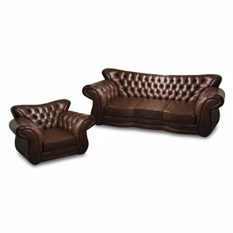 Wohnzimmer Luxus Polstermöbel Braun Sofa Dreisitze Couch Sessel Einrichtung