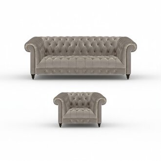 Wohnzimmer Luxus Set 2tlg Grau Einrichtung Polstermöbel Chesterfield Neu