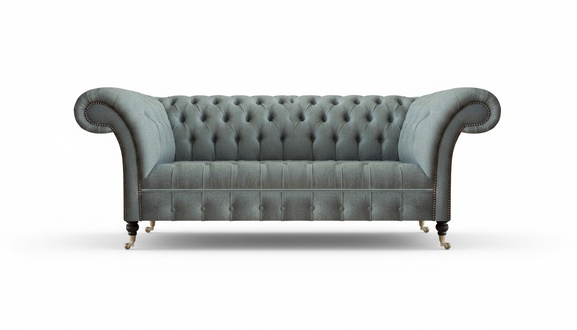 Wohnzimmer Luxus Sofa Einrichtung Chesterfield Grau Textil Dreisitze Couch