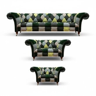 Wohnzimmer Modern Design Textil 3tlg Chesterfield Polstermöbel Neu
