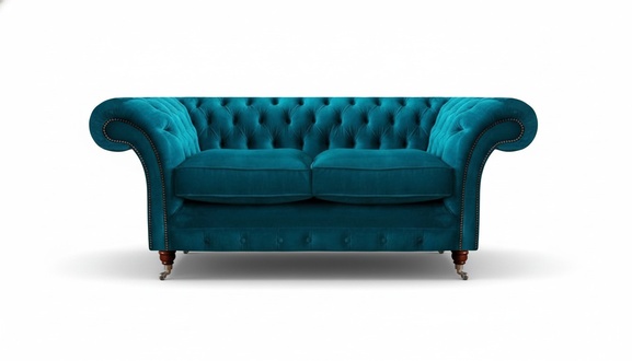 Wohnzimmer Modern Zweisitzer Sofa Couch Blau Modern Polster Stoff Textil