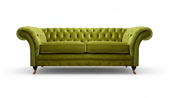 Wohnzimmer Olivengrüner Chesterfield Zweisitzer Polstersofas Edle Couch
