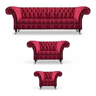 Wohnzimmer Rosa Chesterfield Polster Sitzgarnitur Luxuriöser 3tlg Set