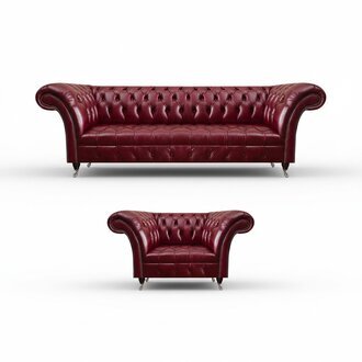 Wohnzimmer Rotes Chesterfield Set Luxus Dreisitzer Couch Polstersessel