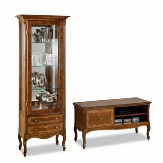 Wohnzimmer rtv Vitrine Wohnwand Schränke Design tv Art déco Vitrinen Set Schrank