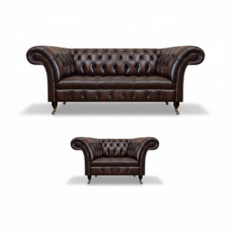 Wohnzimmer Set 2tlg Dreisitzer Sofa Couch Chesterfield Sessel Neu Polstermöbel