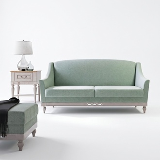 Wohnzimmer Set 2tlg Komplett Sofa 2 Sitzer Holzmöbel Beistelltisch Luxuriöses