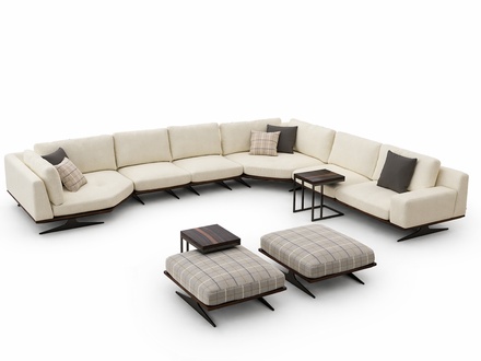 Wohnzimmer Set 5tlg Ecksofa L Form 2x Hocker Garnitur 2x Beistelltisch