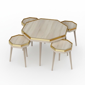 Wohnzimmer-Set Beige Holz Modern Elegant