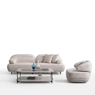 Wohnzimmer-Set, das eine Atmosphäre schafft Gemütliches Zentrum Ihres Zuhauses