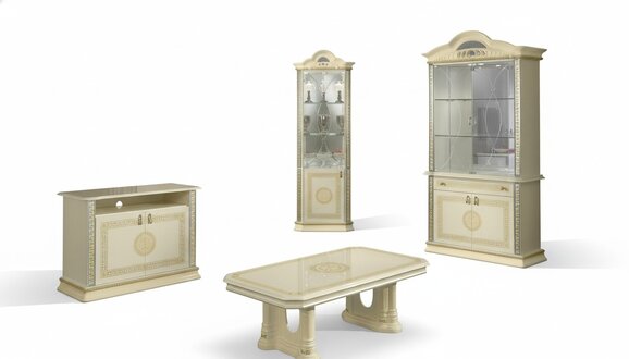 Wohnzimmer Set Garnitur 4tlg. Gruppe Kommode Vitrine 2x Couchtisch