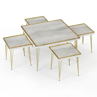 Wohnzimmer-Set Grau Modern MDF Edelstahl Elegantes Design