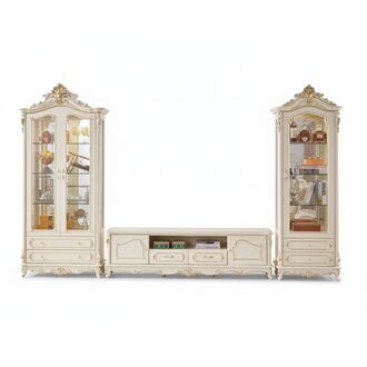 Wohnzimmer Set Luxus TV Staender 2x Vitrine 3tlg neu Innenbereich