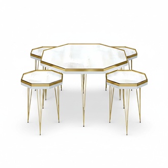 Wohnzimmer-Set Weiß Modern MDF Edelstahl Elegant