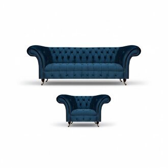 Wohnzimmer Sitzmöbel Blau Sofa Dreisitze Luxus Sessel Möbel Chesterfield