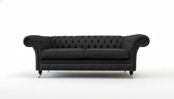 Wohnzimmer Sofa Chesterfield Couch Dreisitzer Design Schwarz Möbel Neu