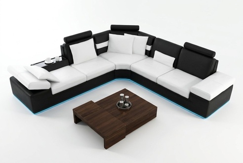 Wohnzimmer Sofa Ledersofa Sitzgarnitur Moderne Multifunktions Couch USB
