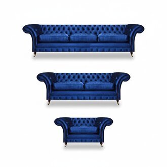 Wohnzimmer Sofagarnitur 3tlg Luxus Modern Komplett Sitzmöbel Textil Chesterfield