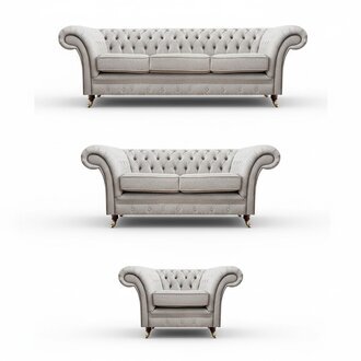 Wohnzimmer Sofas Komplett Sessel Luxus Sitz Grau Chesterfield Polstermöbel