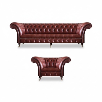 Wohnzimmer Sofas Set 2tlg Garnitur 3+1 Sitzer Polstermöbel Braun Couchen