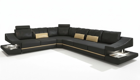 Wohnzimmer Textil L-Form Sofas Schwarz NEU Ecksofa Couch Polstermöbel