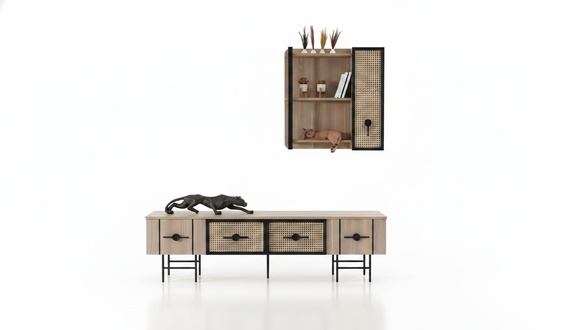Wohnzimmer TV Ständer Holzmöbel Wandschrank Modern Luxus Wohnwand