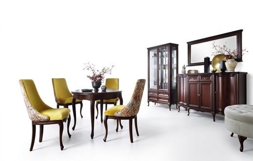 Wohnzimmer Vitrine Schrank Kommode Spiegel klassisches Set 3tlg Holz