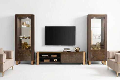 Wohnzimmermöbel Set Designer Wohnzimmer Sideboard 2x Vitrine 3tlg.