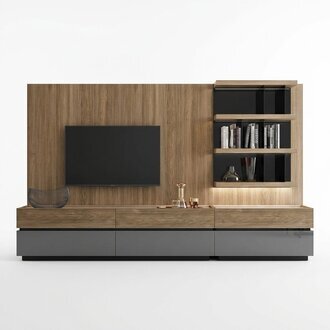 Wohnzimmermöbel Wohnwand 320 cm Einrichtung Braun Luxus Wand Regale