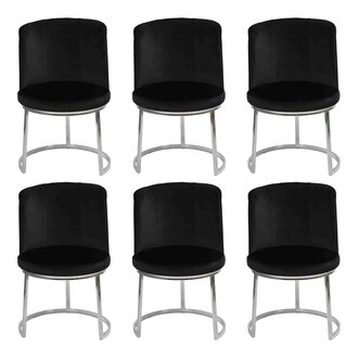 Moderne Schwarzer Designer 6x Stühle mit Edelstahlfüßen Esszimmerstühle