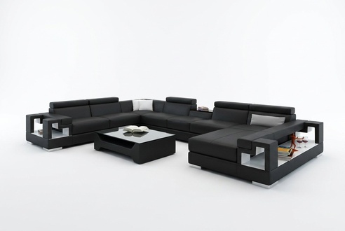 XXL Big Wohnlandschaft Ledersofa Sofa Couch Polster Sofas Garnitur