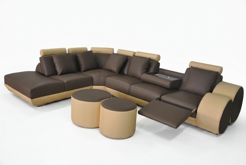 XXL Couch Big Eck Sofa Leder Eck Garnitur Ecke Landschaft Polster Wohn