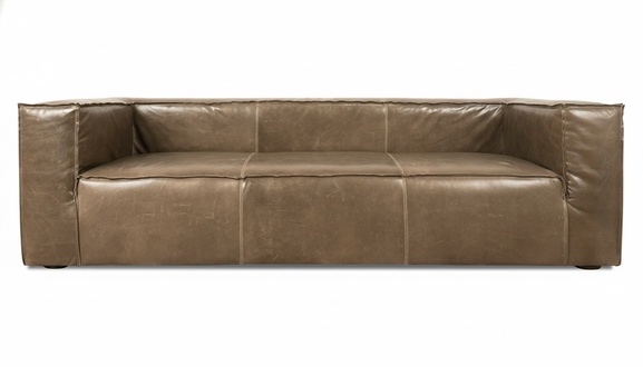 Dunkelbeige Sofa 3 Sitzer Couch Polster Sitz Garnitur Leder