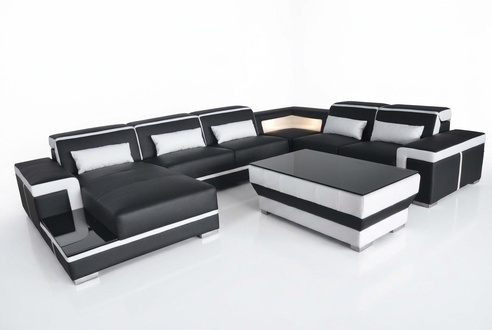 XXL Leder Sofa Polster Wohn Couch Sitz Garnitur Ecke Eck Sofas Couchen U Form