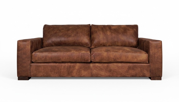 Sofa 3-Sitzer Sofas Leder Textil Braun Wohnzimmer Neu