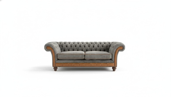 XXL Sofa 3 Sitzer Couch Chesterfield Polster Sitz Garnitur Leder Textil Neu Grau