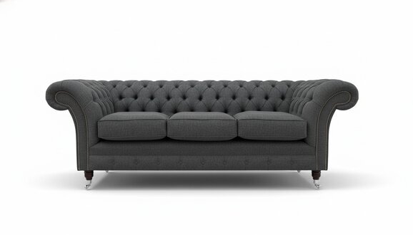 XXL Sofa 3 Sitzer Couch Chesterfield Polster Sitz Garnitur Leder Textil Grau Neu