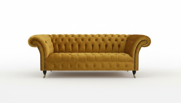 XXL Sofa 3 Sitzer Couch Chesterfield Polster Sitz Garnitur Leder Textil Gelb Neu