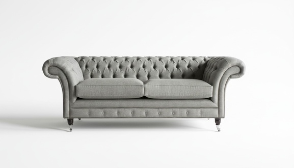 XXL Sofa 3 Sitzer Couch Chesterfield Polster Sitz Garnitur Leder Textil Hellgrau